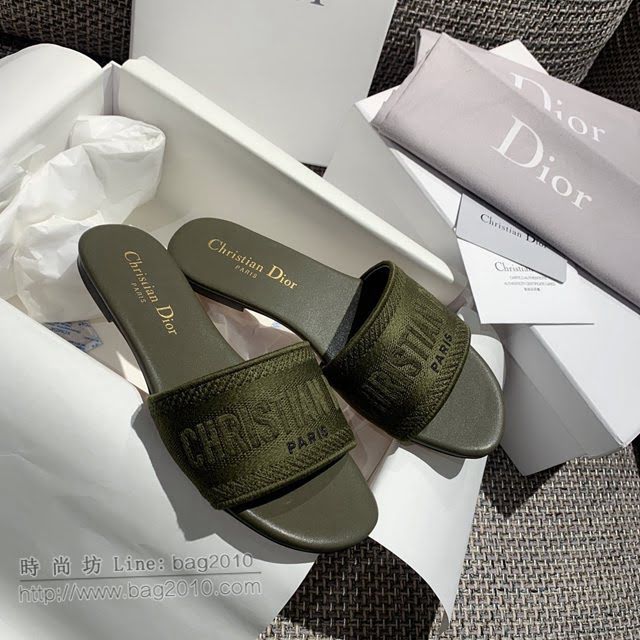DIOR女鞋 迪奧2021專櫃新款磨砂新大底涼拖 Dior一字型刺繡平拖  naq1494